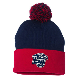 Liberty Flames Primary Logo Pom Pom Cuffed Beanie