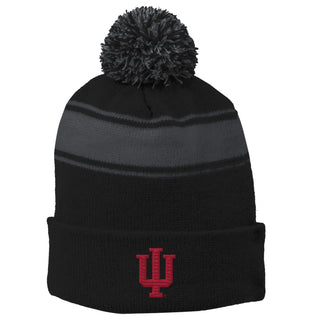 Indiana Primary Logo Stripe Pom Pom Beanie