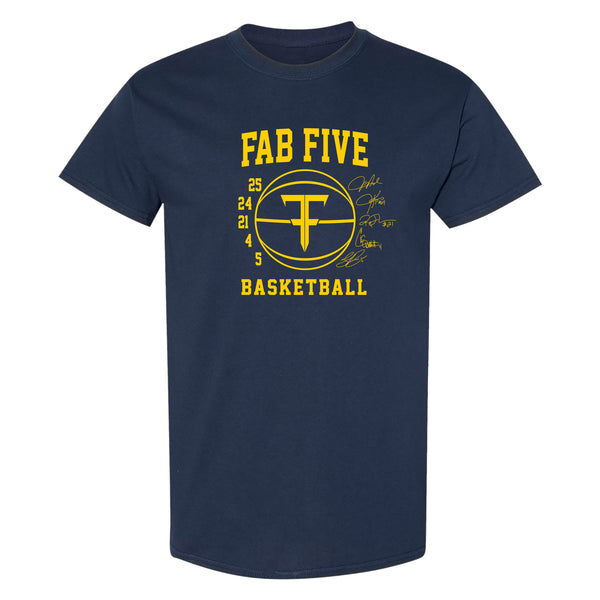 Fab Five Signature T-Shirt - Navy – Underground Printing