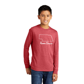 Nebraska Home Grown Youth Perfect Triblend Long Sleeve - Red Frost