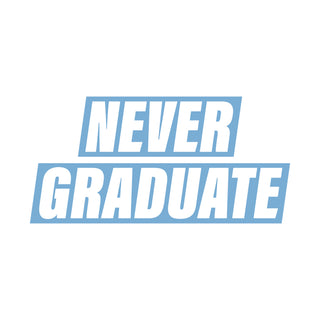 Never Graduate NLA T-Shirt - White w/ Blue Print