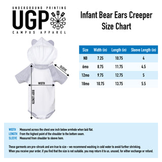 Chapel Hill VS All Y'all Bear Ears Infant Creeper - White/Grey