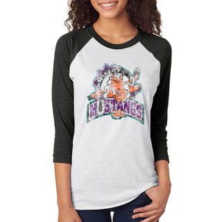 UGP Classics RHI Motor City Mustangs 3/4 Sleeve Raglan T-Shirt - Heather White/Vintage Black