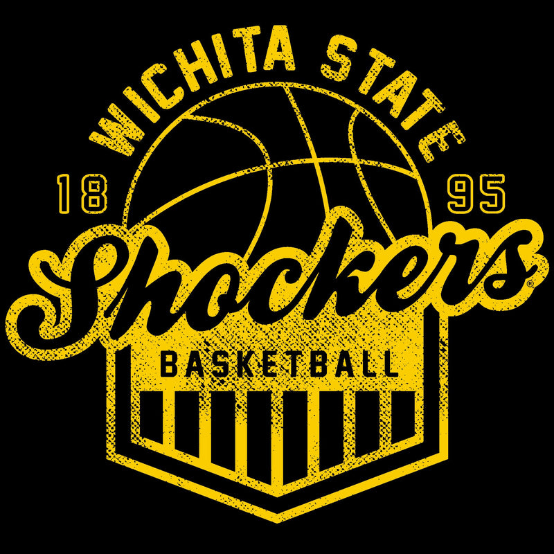 Wichita State University Shockers Vintage Basketball Shield Short Sleeve T Shirt - Black