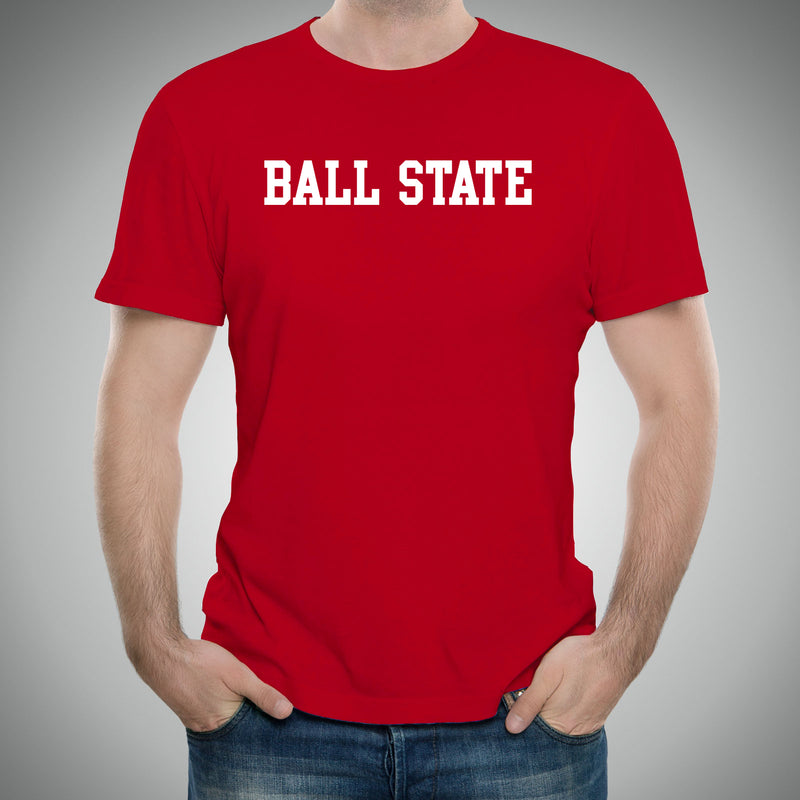 Ball State University Cardinals Basic Block Short Sleeve T Shirt - Red