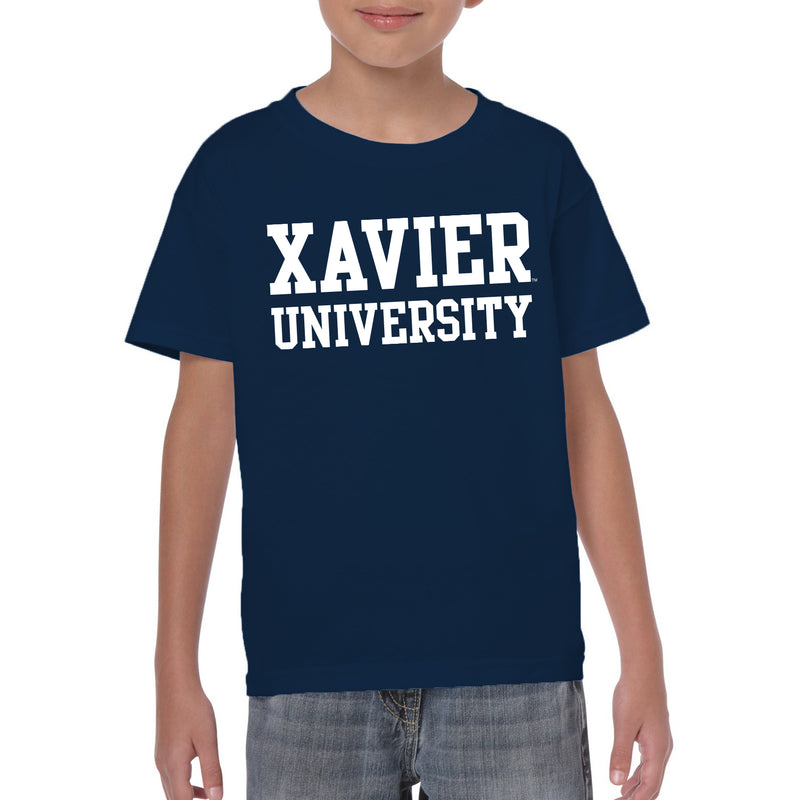 Xavier University Musketeers Basic Block Youth Short Sleeve T Shirt - Navy