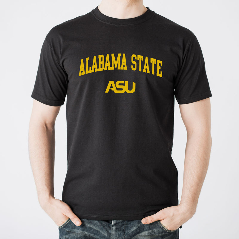 Alabama State University Hornets Arch Logo Short Sleeve T Shirt - Black