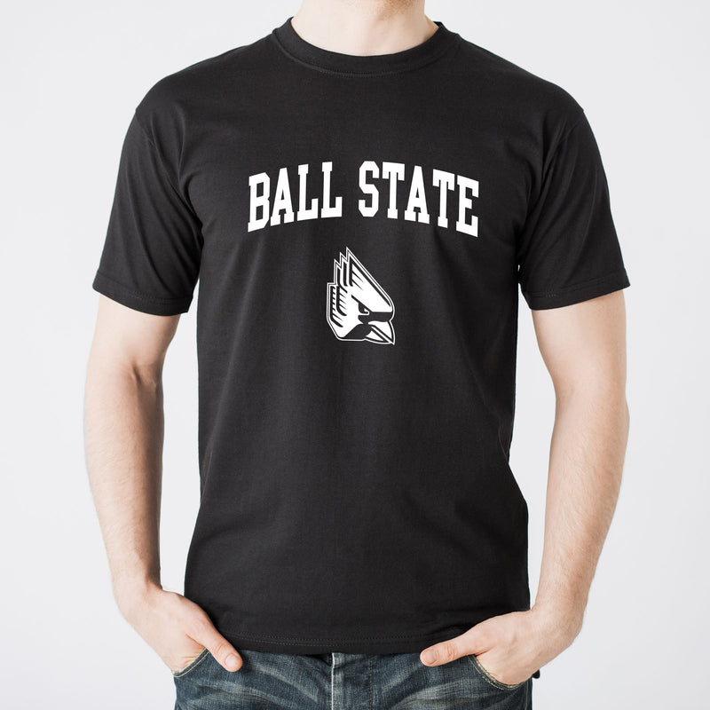 Ball State University Cardinals Arch Logo Short Sleeve T-Shirt - Black