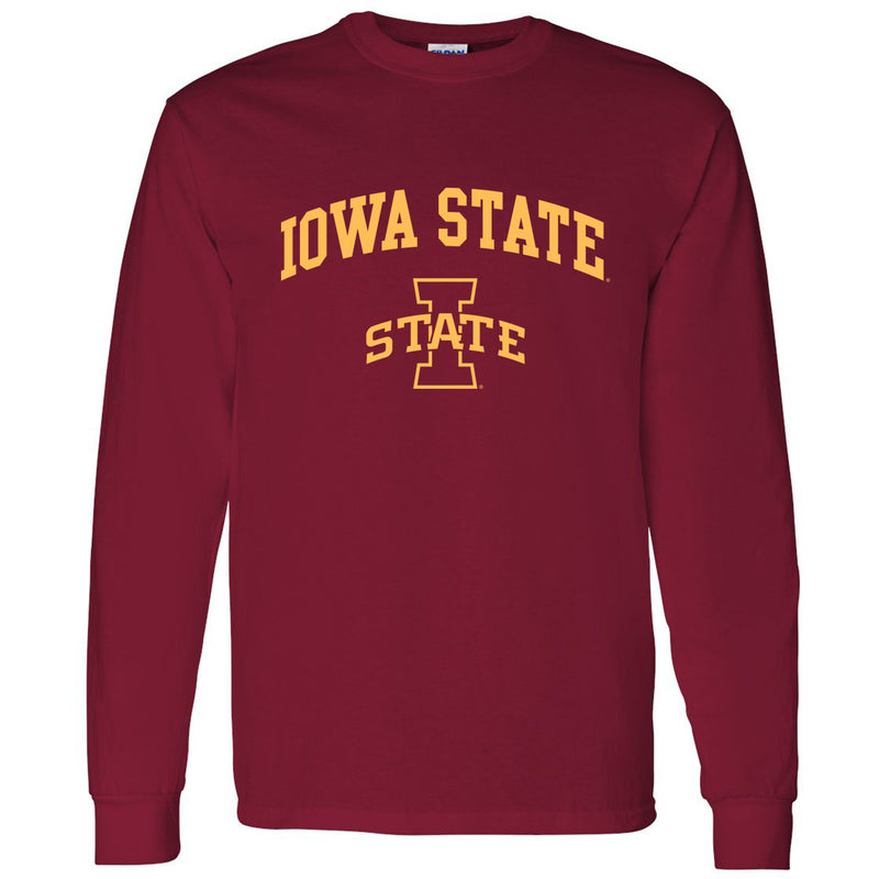 Iowa State University Cyclones Arch Logo Long Sleeve T Shirt - Cardinal