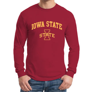 Iowa State University Cyclones Arch Logo Long Sleeve T Shirt - Cardinal