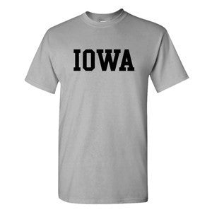 University of Iowa Hawkeyes Basic Block  Short Sleeve T Shirt - Grey