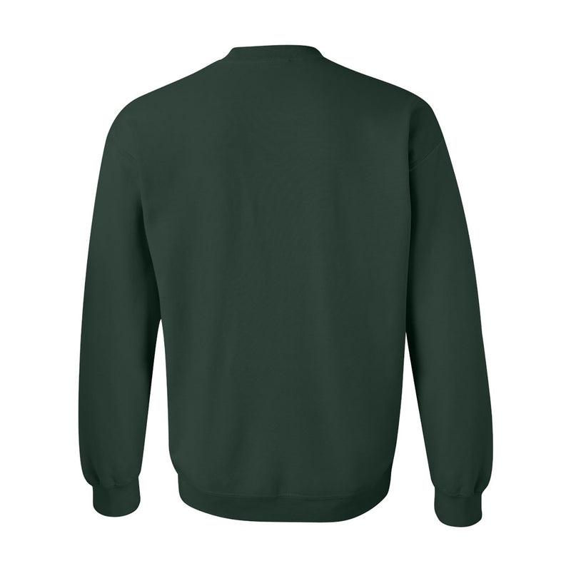 Michigan State University Spartans Classic Football Arch Left Chest Crewneck Sweatshirt - Forest