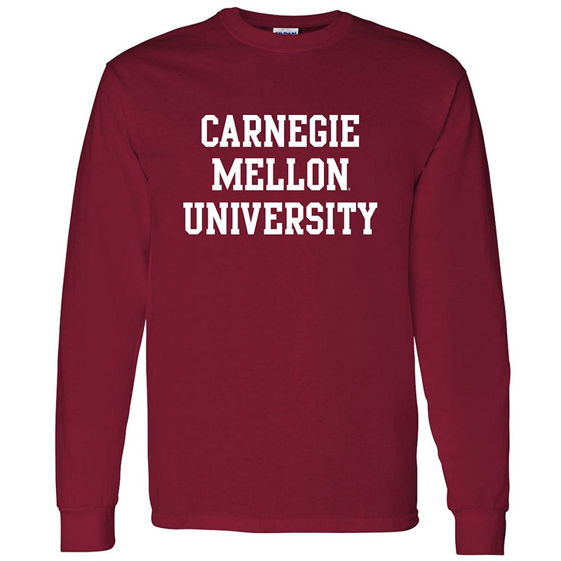 Carnegie Mellon University Tartans Basic Block Long Sleeve T Shirt - Cardinal Red