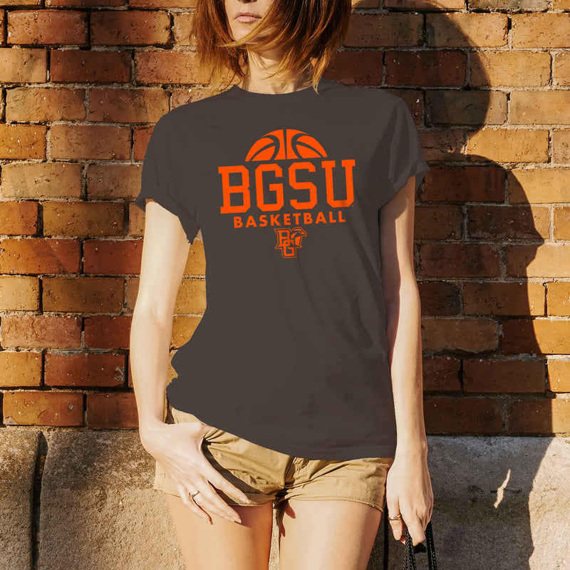 Bowling Green State University Basketball Hype  Basic Cotton Short Sleeve T Shirt - Dark Chocolate