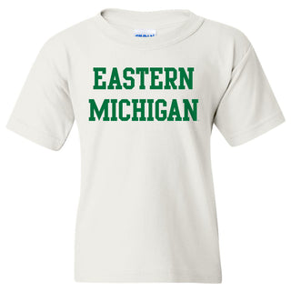 Eastern Michigan University Eagles Basic Block Youth Short Sleeve T Shirt - White