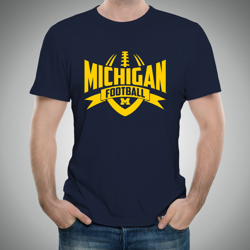 University of Michigan Wolverines Football Rush Basic Cotton T-Shirt - Navy