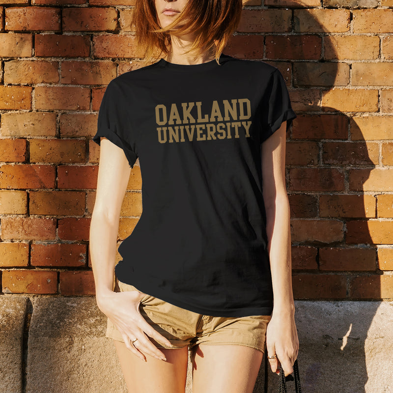 Oakland University Golden Grizzlies Basic Block Short Sleeve T Shirt - Black