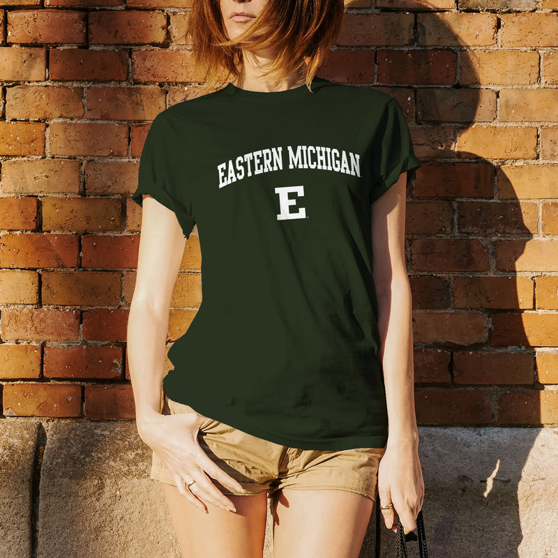 Eastern Michigan University Eagles Arch Logo Short Sleeve T Shirt - Forest
