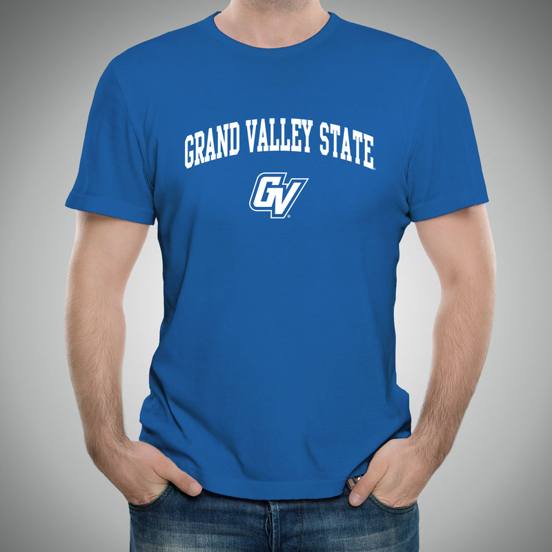 Grand Valley State University Lakers Arch Logo Short Sleeve T Shirt - Royal