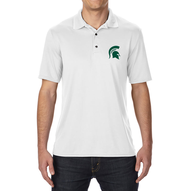 NCAA Primary Logo Left Chest Polo Michigan State - White