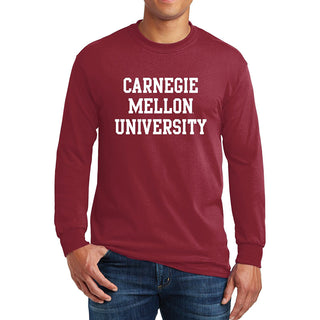 Carnegie Mellon University Tartans Basic Block Long Sleeve T Shirt - Cardinal Red