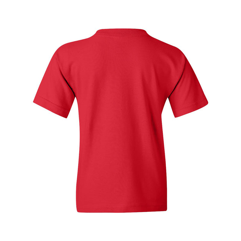 Bradley University Braves Distressed Circle Logo Basic Cotton Short Sleeve Youth T Shirt - Red