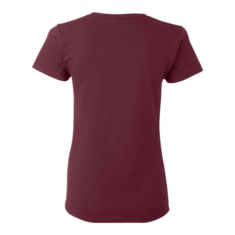 University of Chicago Maroons Distressed Circle Logo Basic Cotton Short Sleeve Womens T Shirt - Maroon