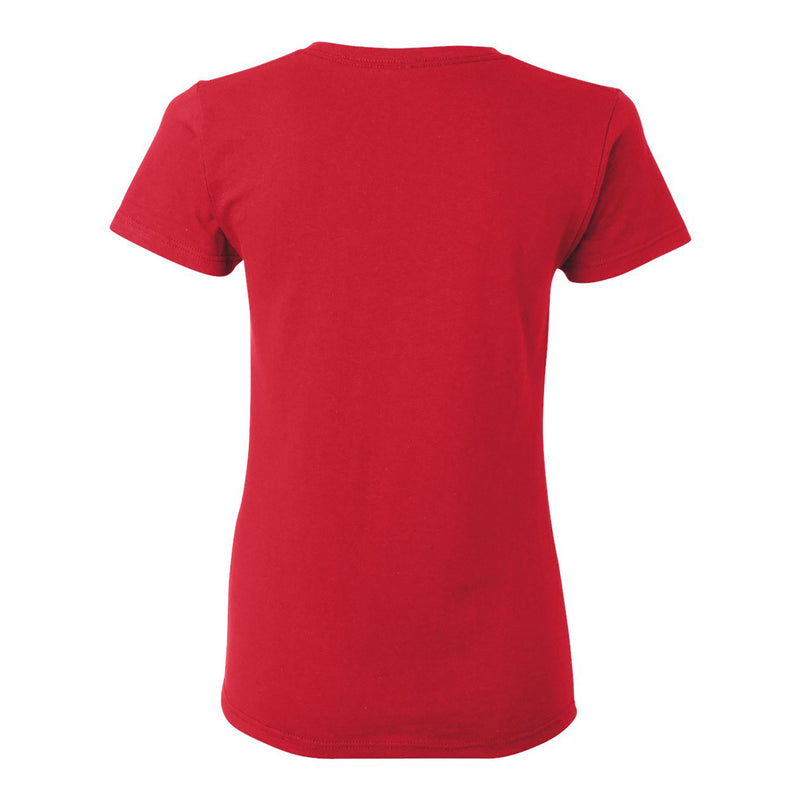 University of Houston Cougars Distressed Circle Logo Basic Cotton Short Sleeve Womens T Shirt - Red