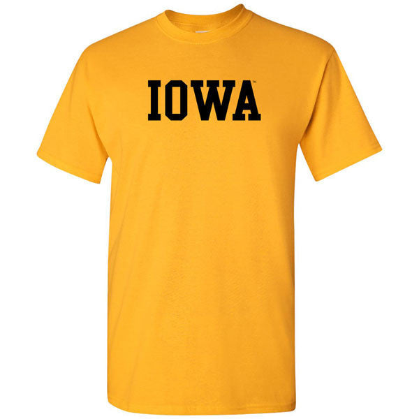 University of Iowa Hawkeyes Basic Block Short Sleeve T Shirt - Gold