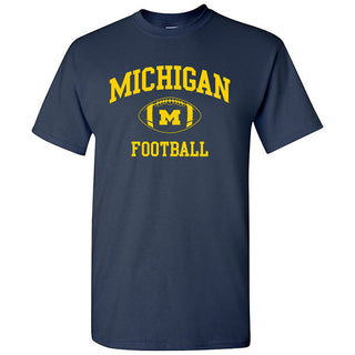 Classic Football Arch University of Michigan Basic Cotton Short Sleeve T Shirt - Navy