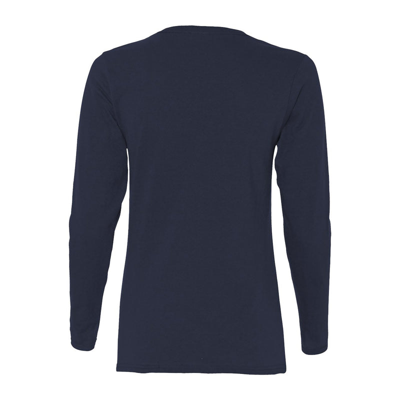 Basic Block University of Michigan Womens Basic Cotton Long Sleeve T Shirt - Navy