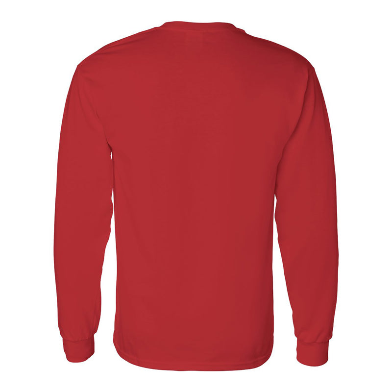 University of Houston Cougars Distressed Circle Logo Heavy Cotton Long Sleeve - Red
