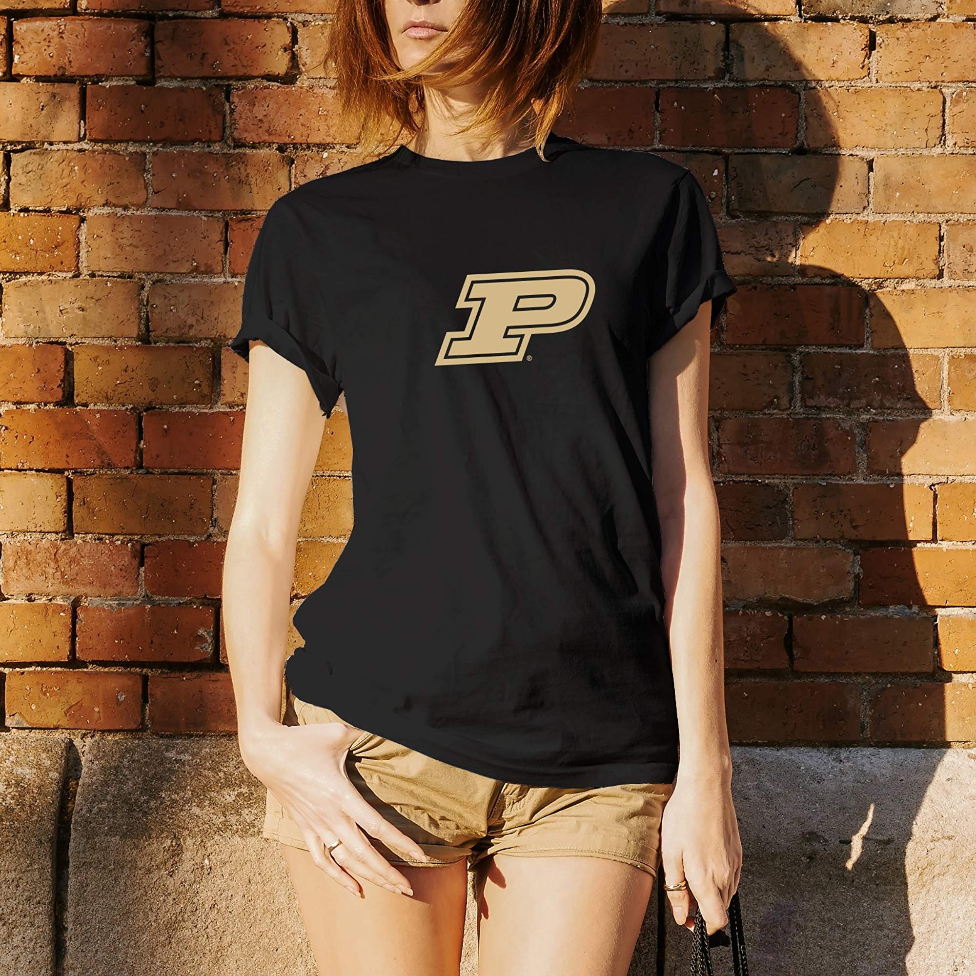 T-shirt Donna Purdue Boilermakers – Nero, Scollo A V Con Strass E Brillantini, March Madness