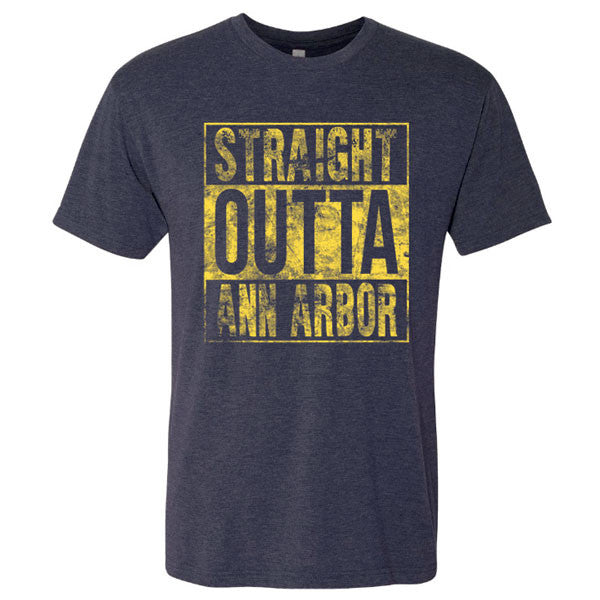 Straight Outta Ann Arbor Michigan Next Level Triblend Short Sleeve T Shirt - Vintage Navy
