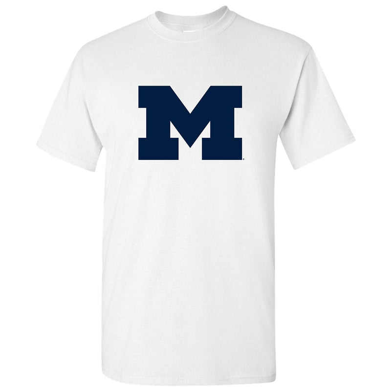 Primary Logo University of Michigan Basic Cotton Short Sleeve T Shirt - White
