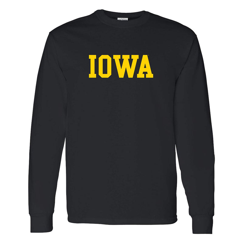 University of Iowa Hawkeyes Basic Block Long Sleeve T Shirt - Black