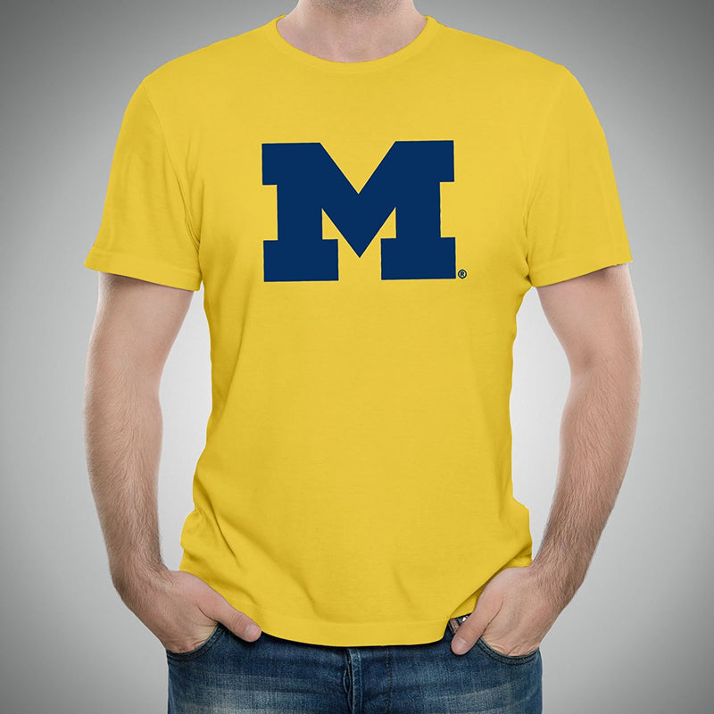 Primary Logo University of Michigan Basic Cotton Short Sleeve T Shirt - Maize