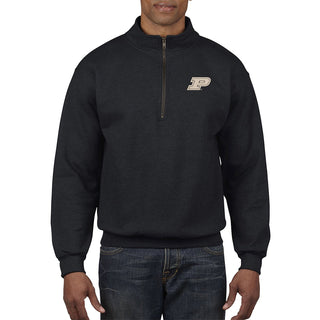 Purdue University Boilermakers Block P Embroidered Quarter-Zip Sweatshirt - Black
