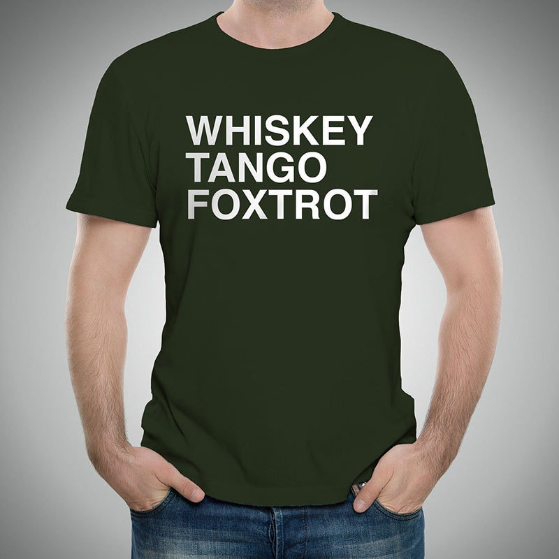 Whiskey, Tango, Foxtrot WTF Funny Humor Adult Basic Cotton T Shirt - Forest