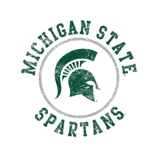 Michigan State University Spartans Distressed Circle Logo Short Sleeve T Shirt - White