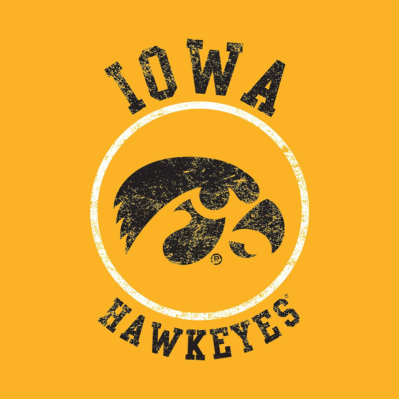 University of Iowa Hawkeyes Distressed Circle Logo Short Sleeve T Shirt - Gold
