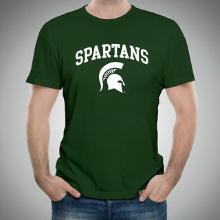 Michigan State University Spartans Mascot Arch Logo Short Sleeve T Shirt - Forest Green