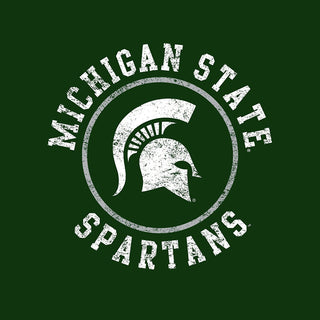 Michigan State University Spartans Distressed Circle Logo Short Sleeve T Shirt - Forest Green