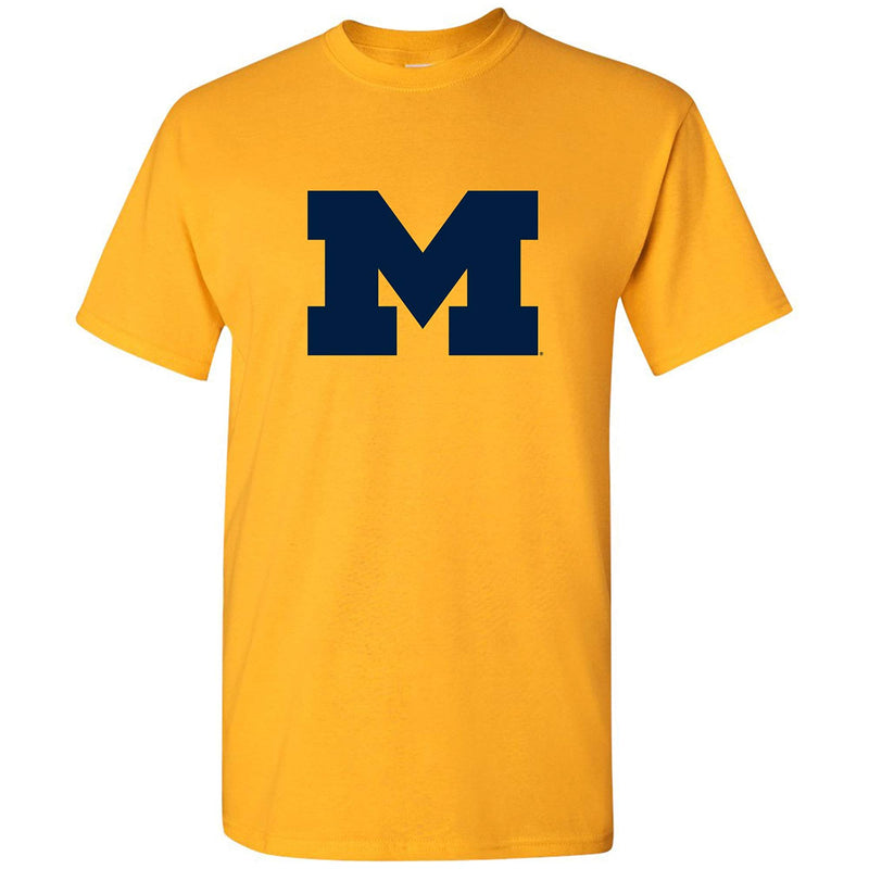 Primary Logo University of Michigan Basic Cotton Short Sleeve T Shirt - Gold