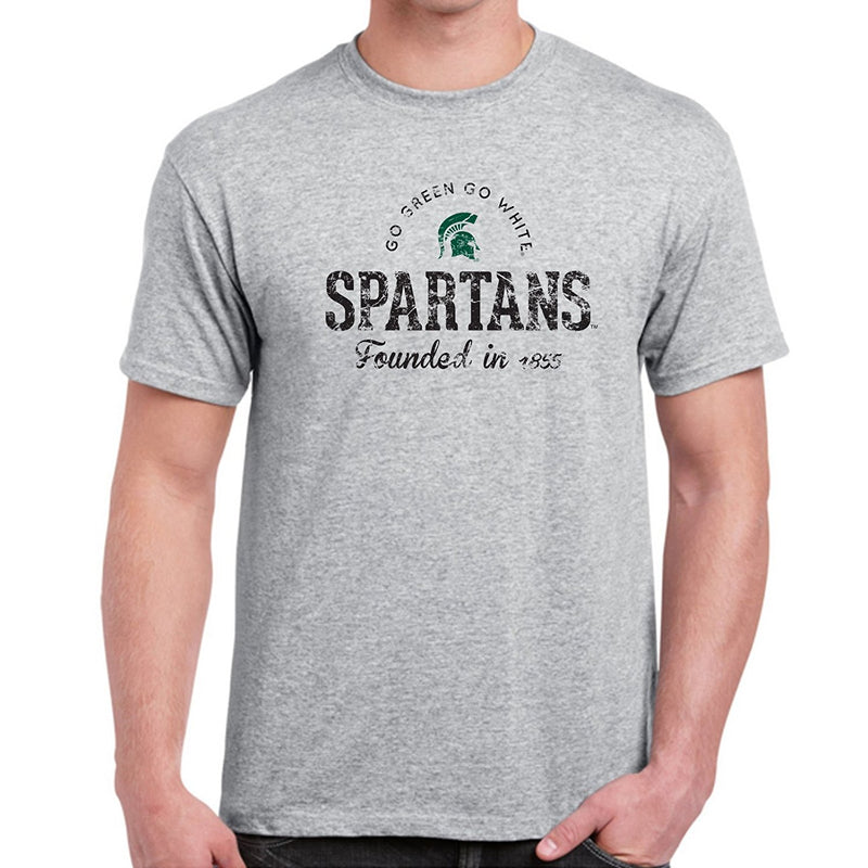 Michigan State University Spartans Established Arch Short Sleeve T Shirt - Sport Grey