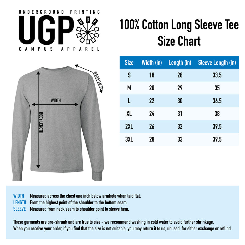 University of Michigan Wolverines Football Crescent  Basic Cotton Long Sleeve T Shirt - Navy