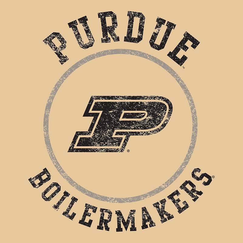 Purdue University Boilermakers Distressed Circle Logo Short Sleeve T Shirt - Vegas Gold