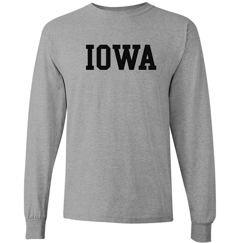 University of Iowa Hawkeyes Basic Block Long Sleeve T Shirt - Sport Grey