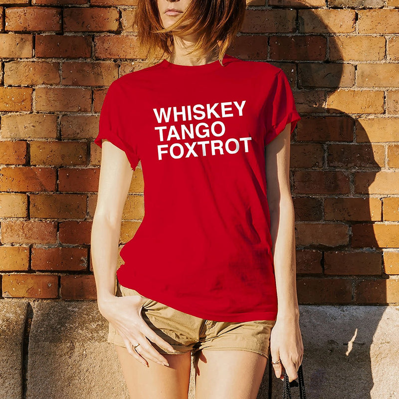Whiskey, Tango, Foxtrot WTF Funny Humor Adult Basic Cotton T Shirt - Red