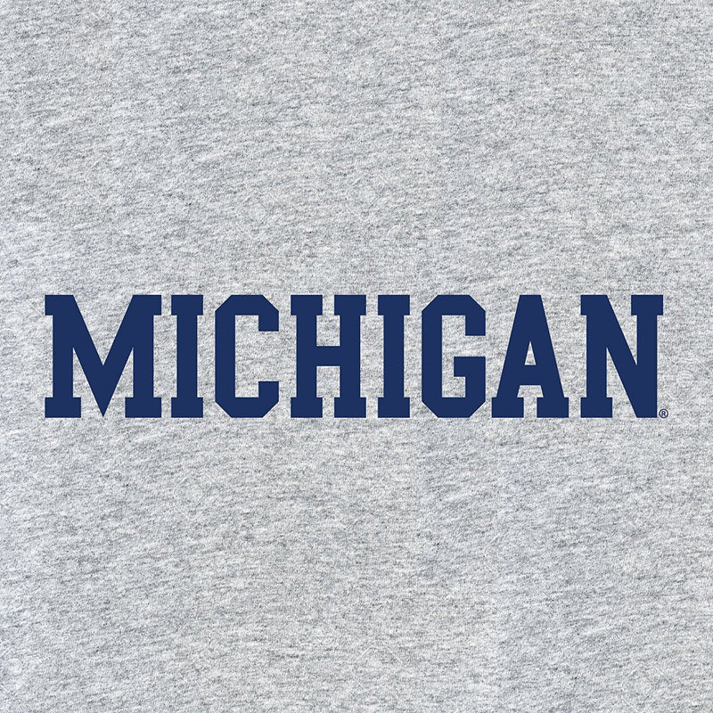 Basic Block University of Michigan Basic Cotton Short Sleeve T Shirt - Sport Grey